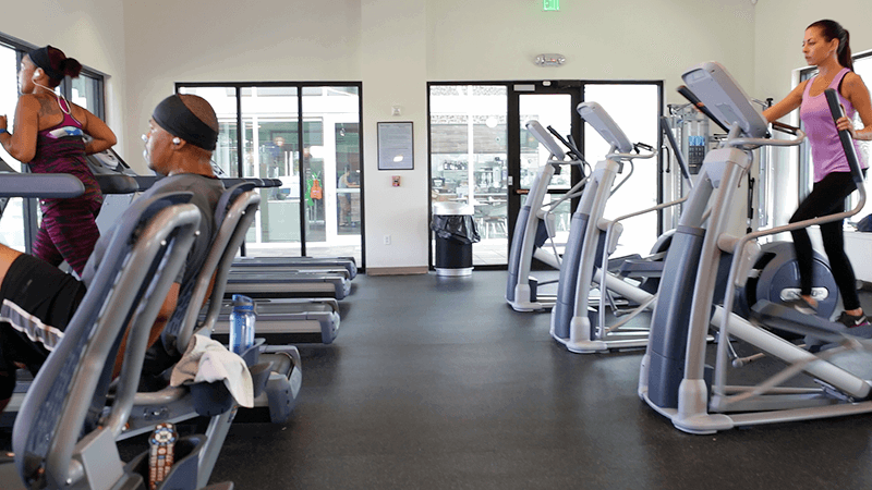 Fitness center with treadmills and steppers in Waterset.