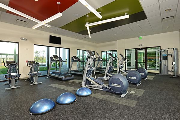 Fitness center and equipment at The Landing in Waterset.