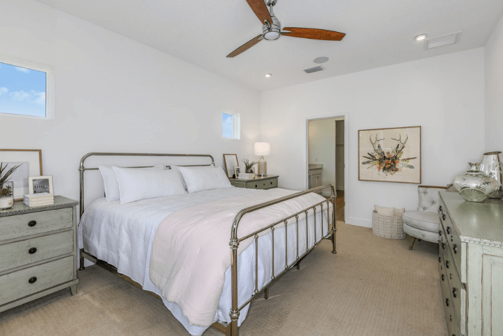 Bedroom in model home in Waterset