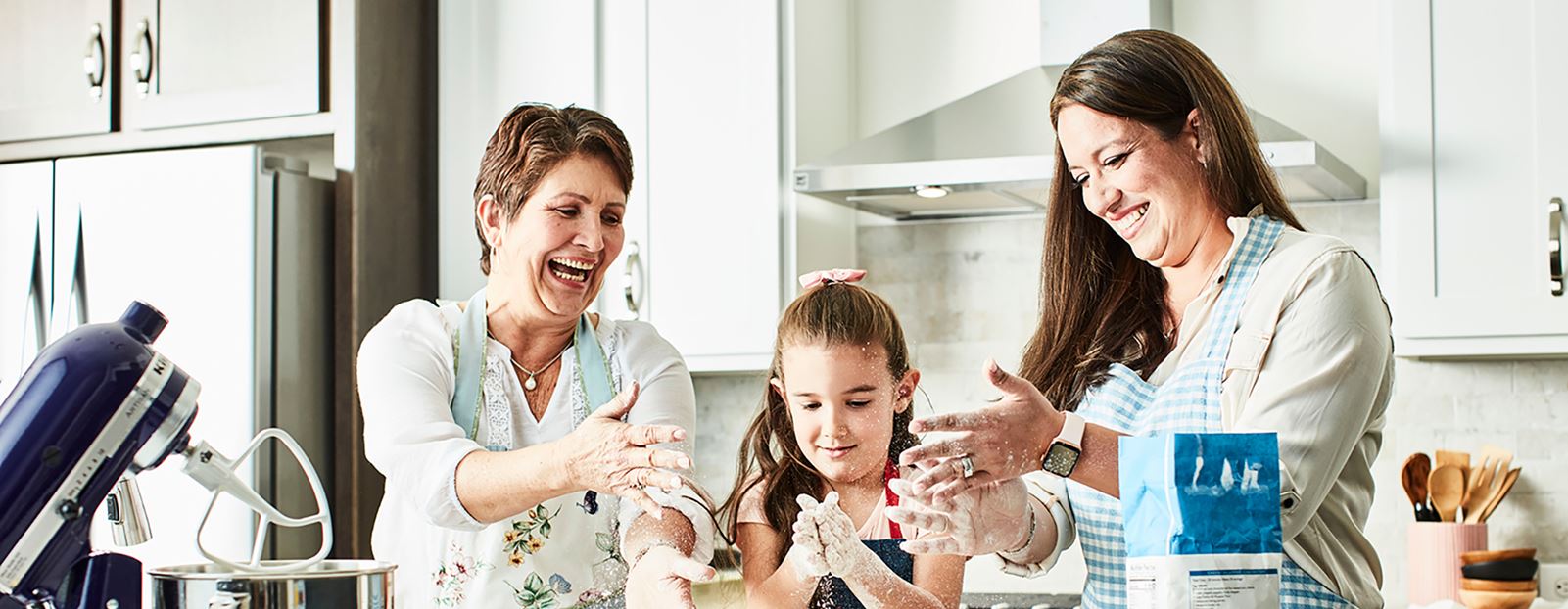 Family baking in their new home in Waterset.