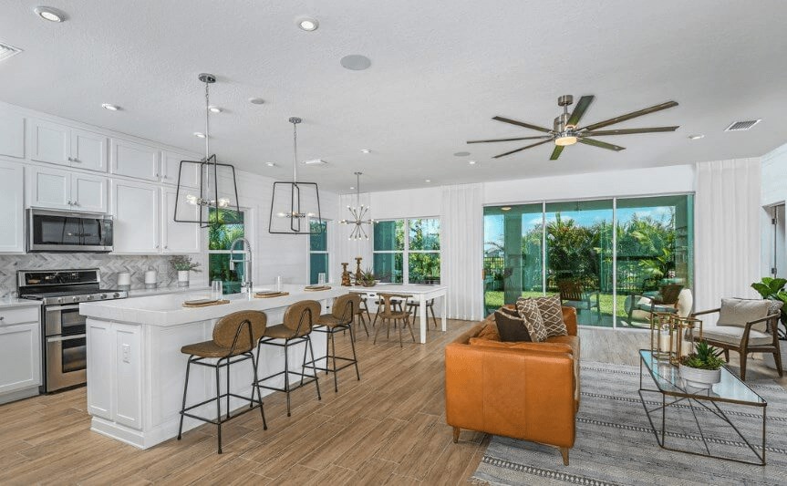 Open living in Cardel Homes Brighton 2 model in Waterset