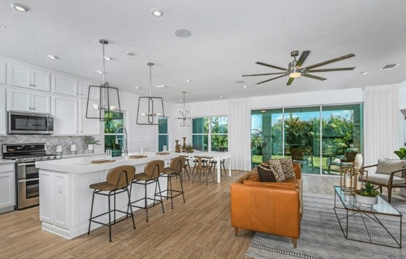 Open living in Cardel Homes Brighton 2 model in Waterset