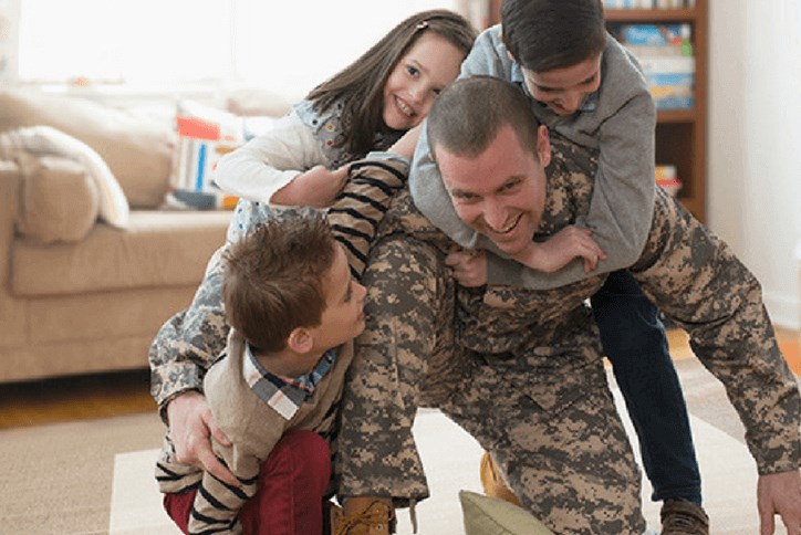 Military Dad with kids.