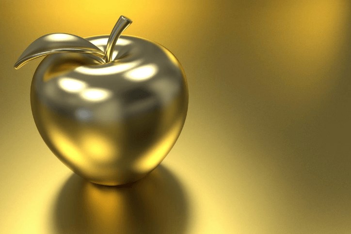 Shiny golden apple.