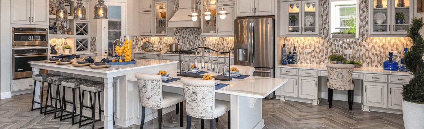 Spacious kitchen with island in the Bayshore model home in Waterset.