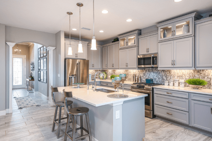 Bright, airy model home kitchen