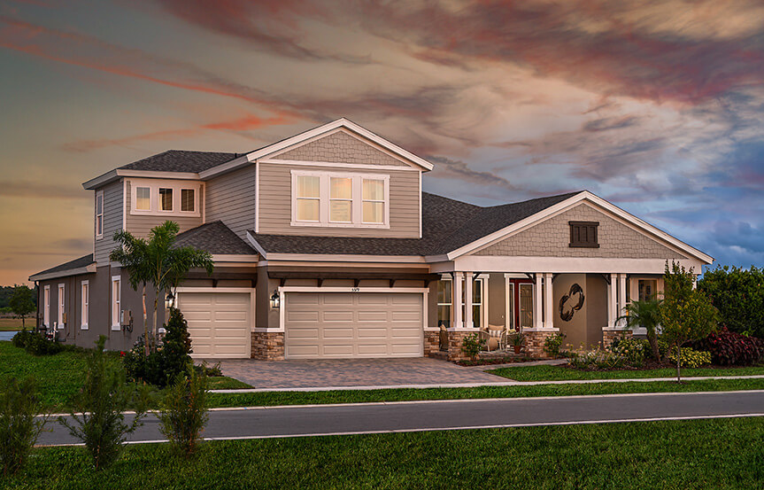 Key Largo II model front exterior by Homes by WestBay at Waterset in Apollo Beach, FL